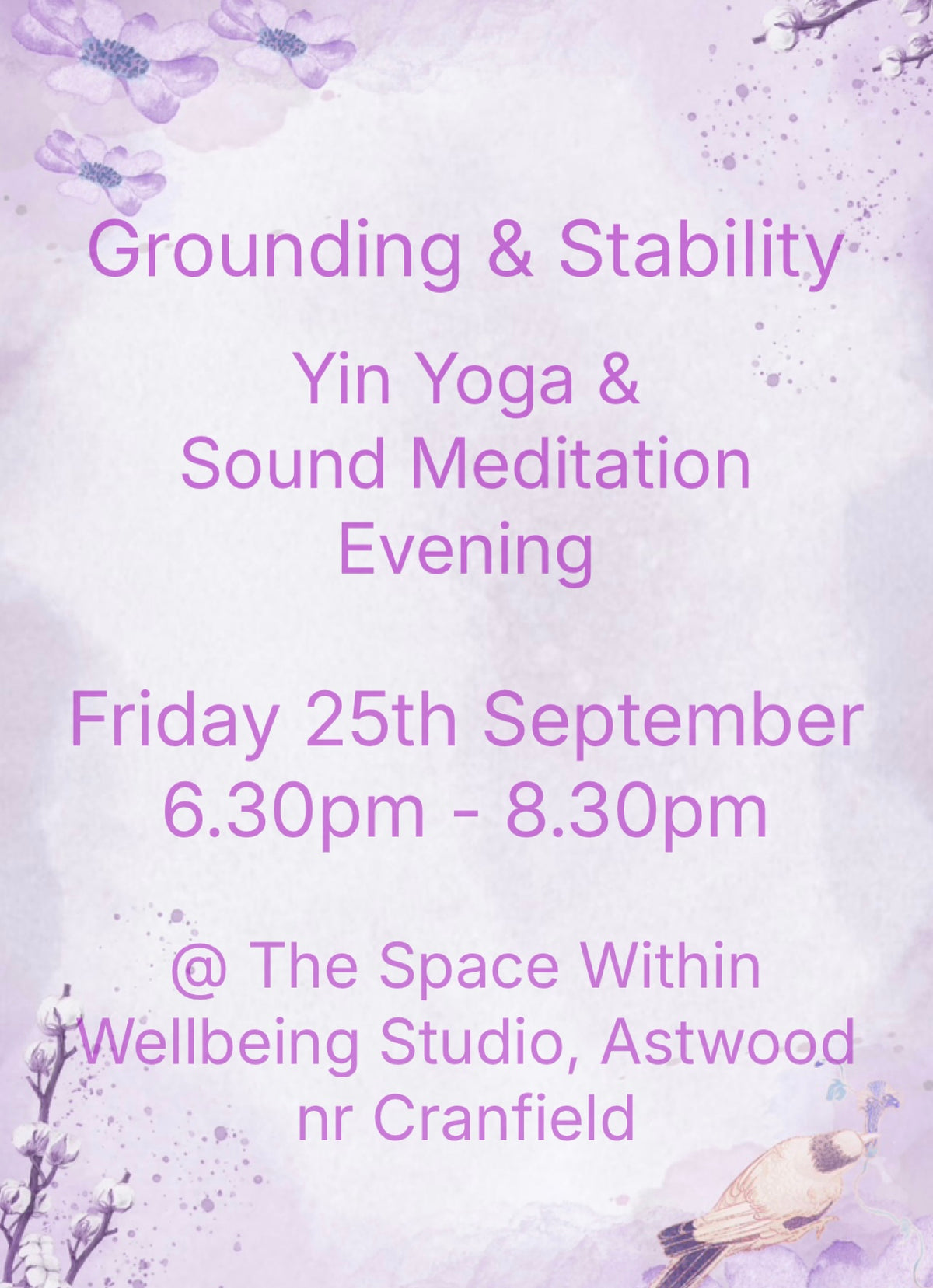 Yin Yoga & Sound Event Friday 25th September