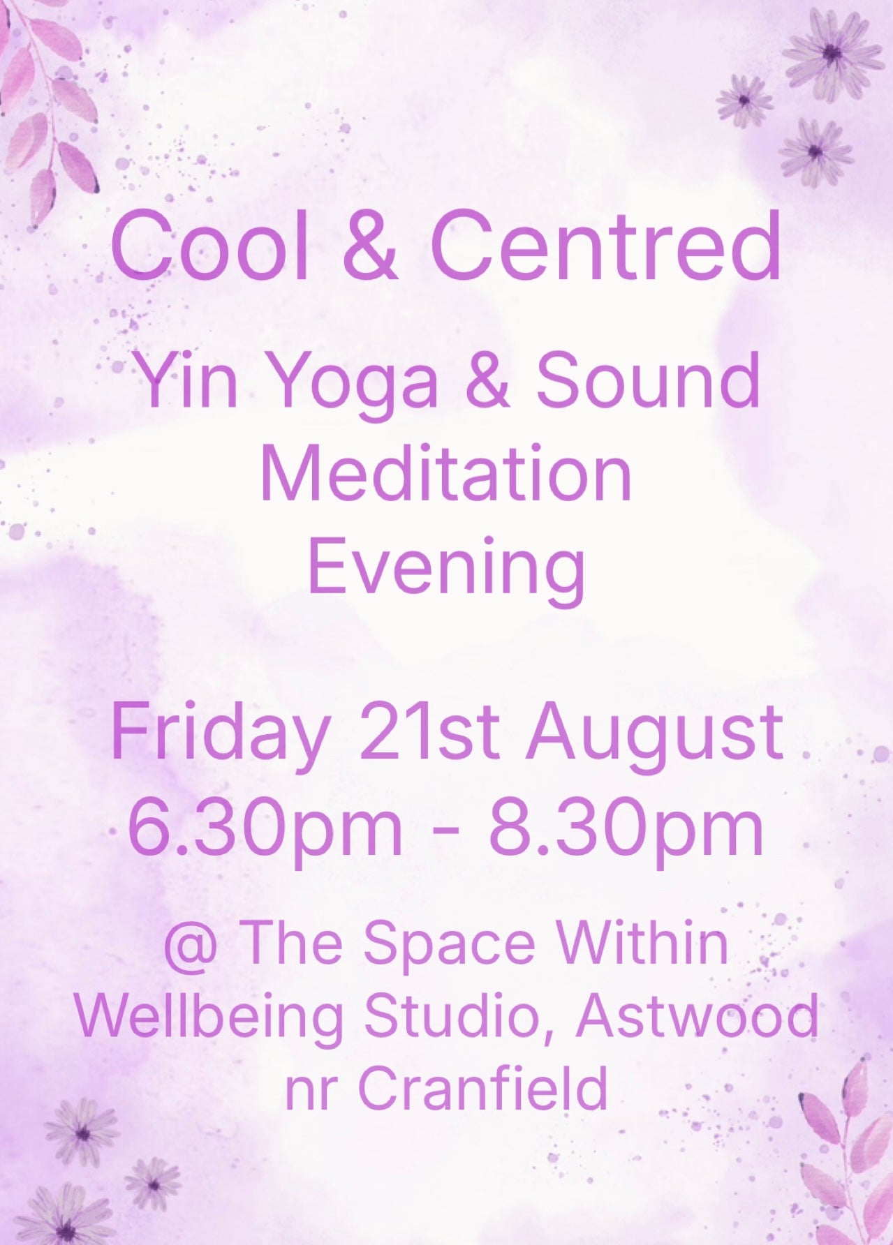 Yin & Sound Event Friday 21st August