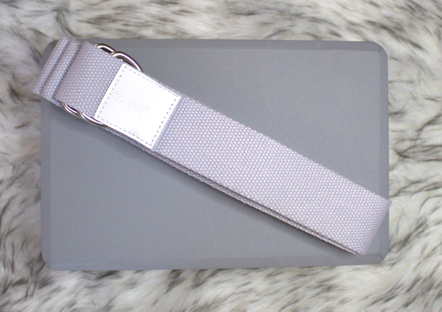 Two Engraved Yoga Blocks and Yoga Strap Bundle (Grey)