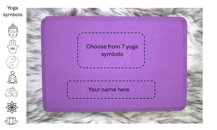 Two Engraved Yoga Blocks and Yoga Strap Bundle (Purple)