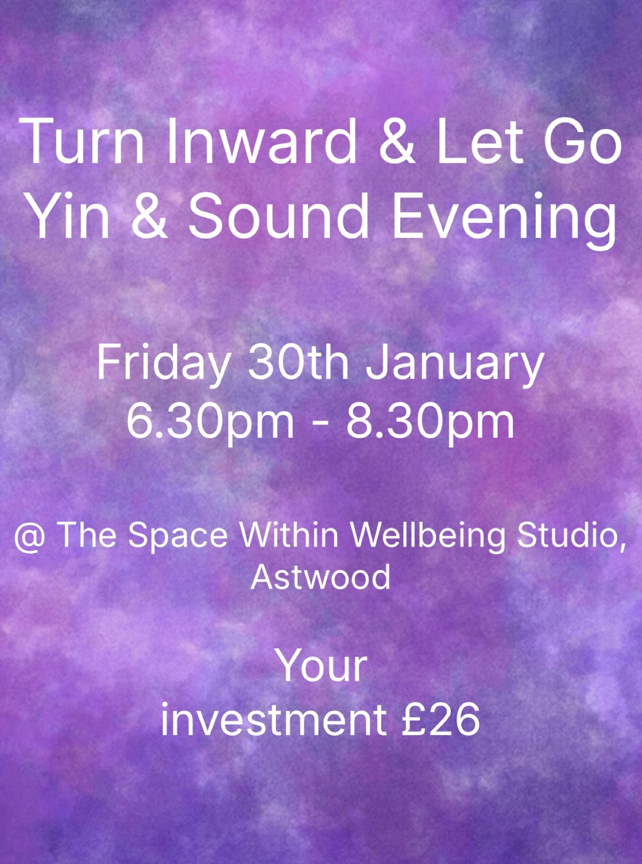 Yin & Sound Evening Friday 30th January